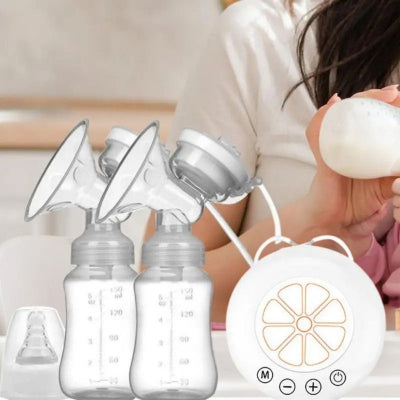 Tire lait électrique avec double pompage pour une extraction simultanée, favorisant un gain de temps pour les mamans.