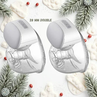 Tire lait electrique double avec embout 28mm, conçu pour une extraction efficace du lait maternel, parfait pour les mamans recherchant rapidité et confort.