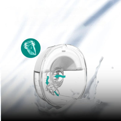 Zoom sur le système anti-reflux du tire-lait Maternella™, garantissant une extraction de lait hygiénique sans risque de contamination, avec silicone alimentaire transparent.