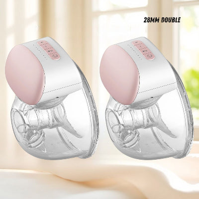 Deux tire-laits main libres avec téterelles de 28mm pour une double extraction rapide et efficace, parfaits pour les mamans actives souhaitant optimiser leur routine d'allaitement.