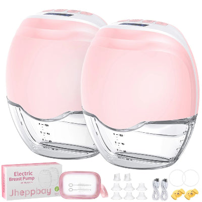 Tire lait main libre rose, conçu pour une double extraction simultanée avec réservoir intégré et écran LED pour un contrôle précis de l’aspiration.