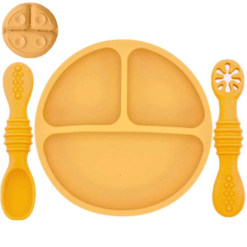 PandaMeal™ – Assiette à compartiments ventouse + couverts
