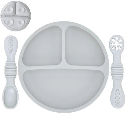 PandaMeal™ – Assiette à compartiments ventouse + couverts