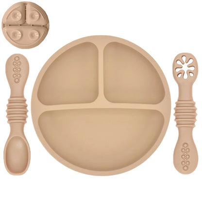 PortioBuddy™ – Assiette à compartiments bébé avec couverts