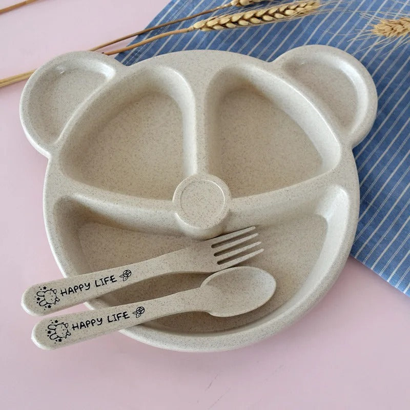 BearBento™ – Assiette bébé compartimentée avec couverts