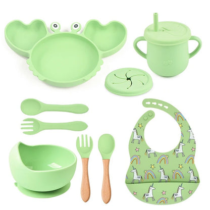 CrabeMiam™ – Coffret repas bébé silicone 9 pièces