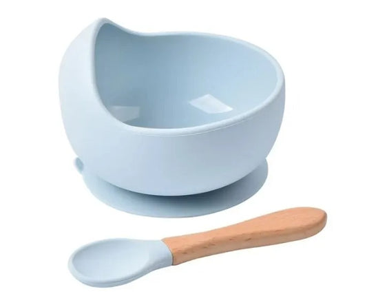 BabyGrip™ – Assiette pour bébé en silicone avec ventouse + cuillère