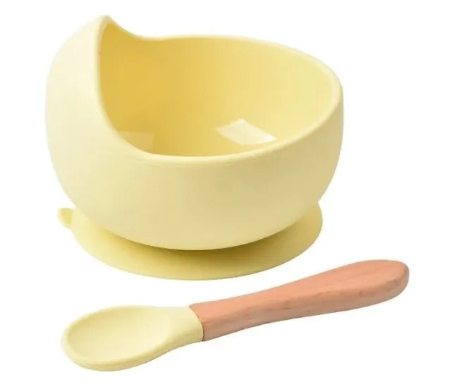 BabyGrip™ – Assiette pour bébé en silicone avec ventouse + cuillère