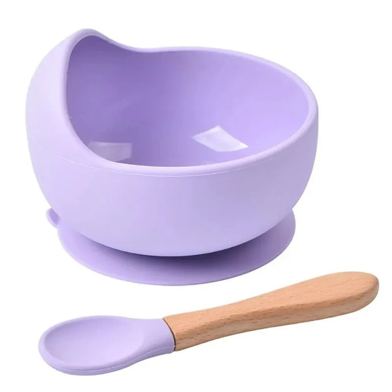 BabyGrip™ – Assiette pour bébé en silicone avec ventouse + cuillère